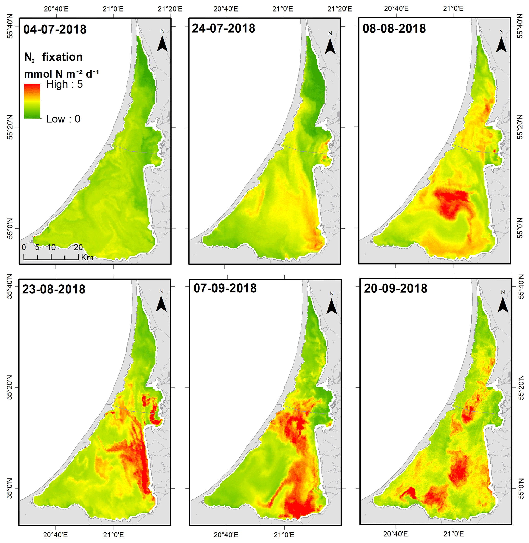 Bg Spatiotemporal Patterns Of N2 Fixation In Coastal Waters Derived From Rate Measurements And Remote Sensing
