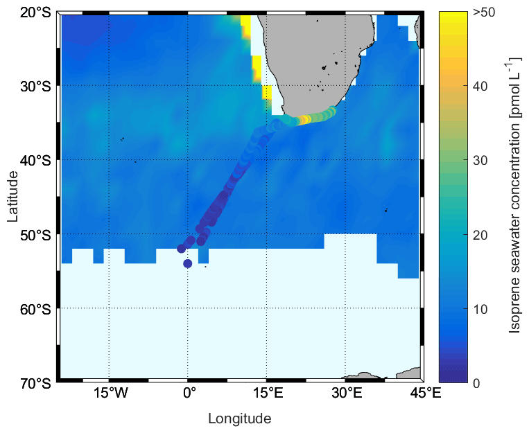 BG - Winter season Southern Ocean distributions of climate-relevant trace  gases